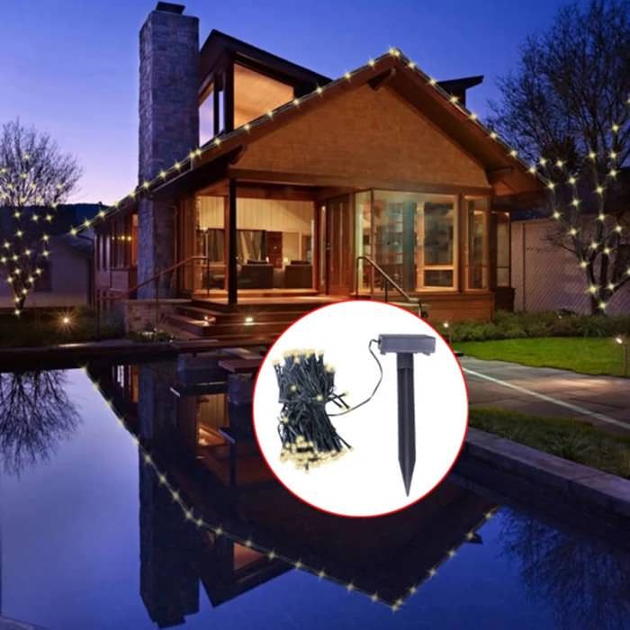 VidaXL Guirlande Solaire LED Lumineuse Blanc Noël Décoration Lumière Jardin 40698