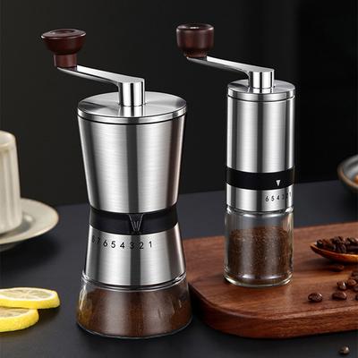 Molinillo de café manual portátil, molino de café de mano con rebabas de cerámica, engranajes ajustables 6/8, herramientas de molienda de papel para granos de café domésticos.