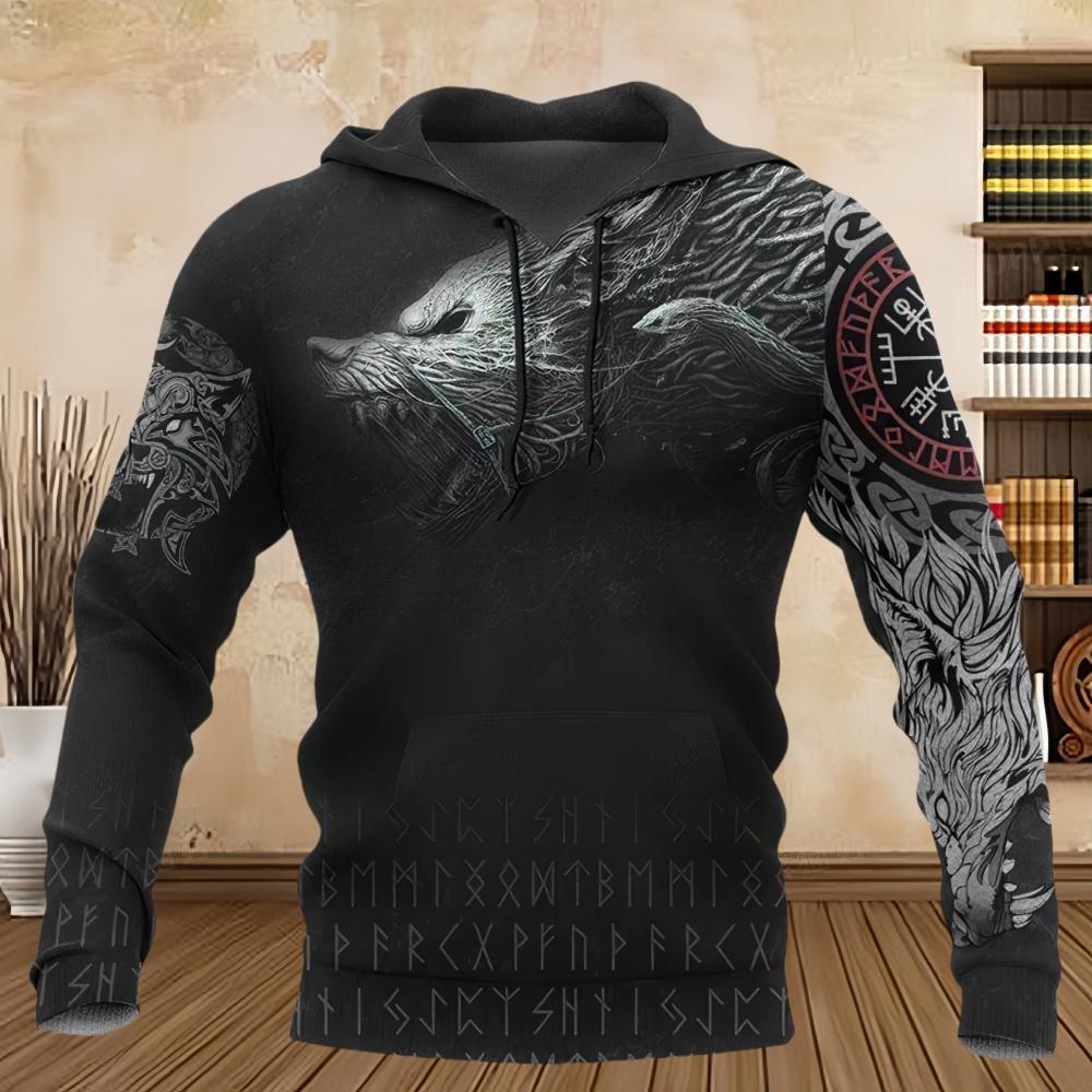 2025 New Hoodie 3D Print Harajuku Print Pullover Men's Hooded Sweatshirt Kangaroo Pocket Vintage Male Clothing Fall Long Sleeve