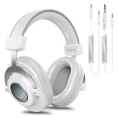 FIFINE Monitor Headphones DJ Headphones Wired To Cable Headphones Compatible with Player for Music White H8W 3.5mm 6.35mm Closed-back Over-ear
