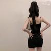 Dámské šaty Bodycon bez zad s visícím krkem s krajkovým páskem minišaty