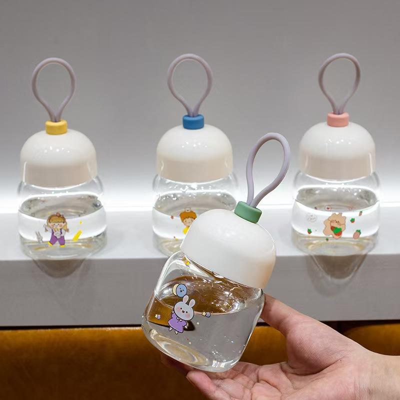 Water bottle high value portable portable plastic cup cartoon children's water cup cute mini lifting rope fat cup gift