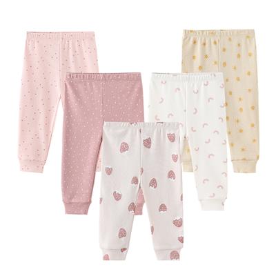 5 piezas Unisex estampado de dibujos animados bebé recién nacido y pantalón para niños pantalón de algodón para bebés pantalones para niños de cuatro estaciones conjunto de mallas de verano