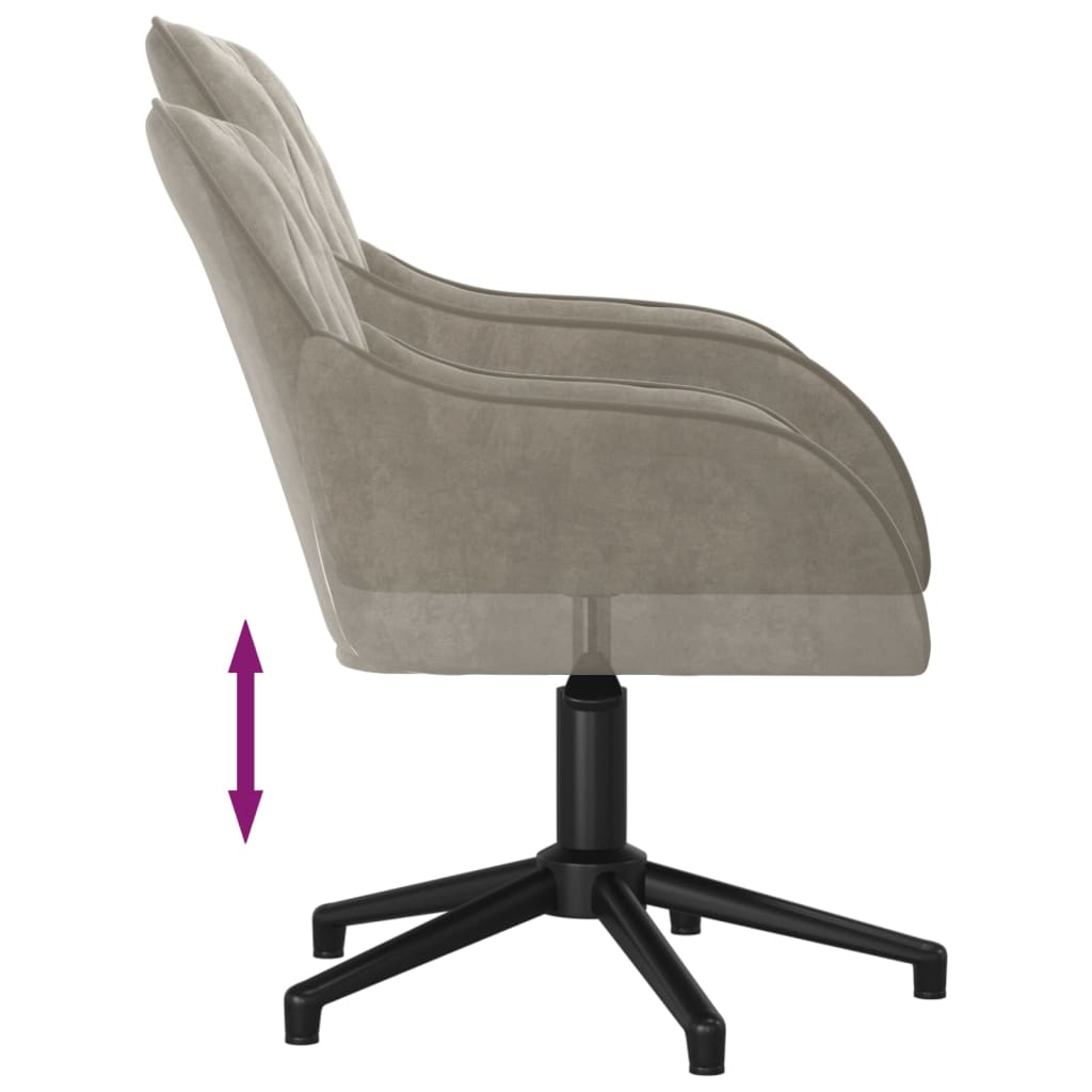 Vidaxl Swivel Dining Chairs, 2 Pcs, Light Gray, Velvet