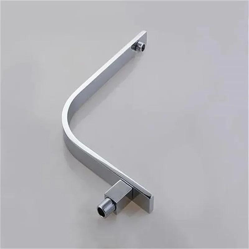 Black / Chrome Wall Mounted High Rise Shower Arm and Flange , Square Shower Riser Rain