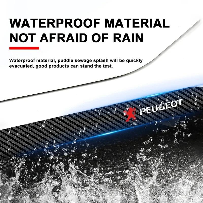 For Peugeot 2pcs Carbon Car Door Side Skirt Sill Stripe Sticker Decals Styling For Peugeot 206 207 208 107 106 205 4008 607 108