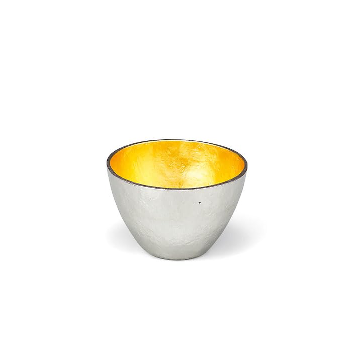 [Nousaku Red Cotton Ribbon, Washi Paper Wrapping] Guinomi (Sake Cup) with Gold Leaf, 90ml, GuiGold