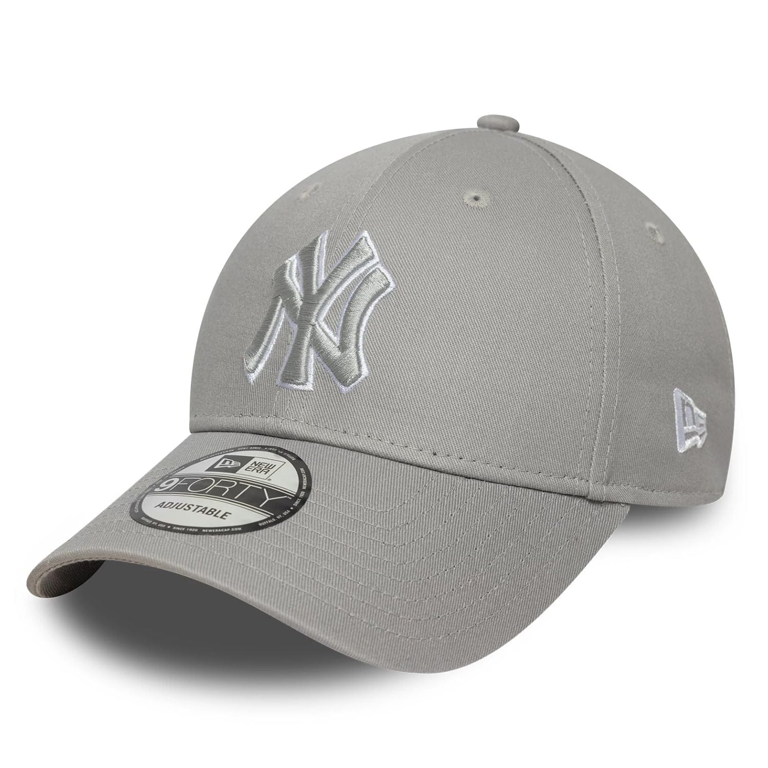 New Era 9FORTY Logo Baseball Cap Free (JP, Alphabet, Size, NY-Gray/Gray Outline, Silver-White) [Used]