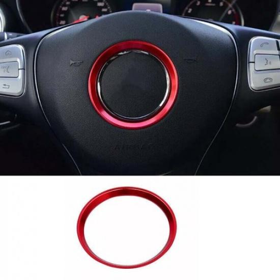 Fit For Benz GLE GLS Steering Wheel Horn Ring Cover Panel Aluminum 2016- Red