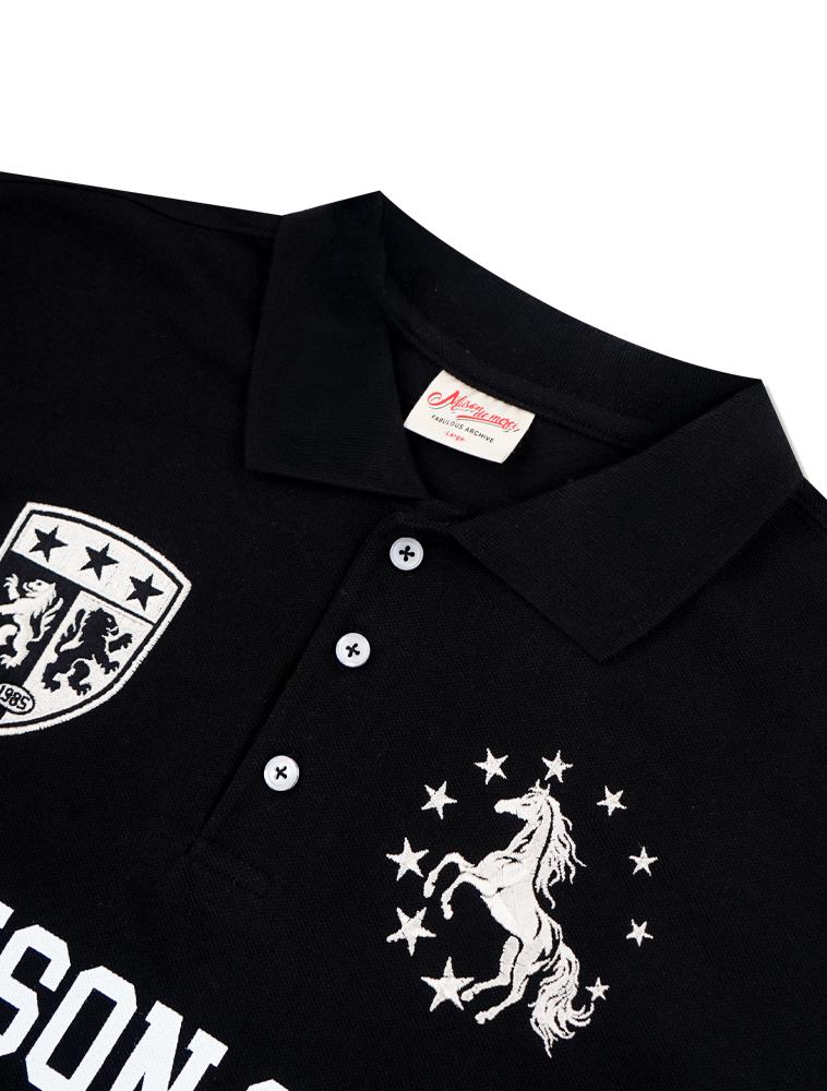 LA MAISON STUDIO Symbol Mix Pique Polo Shirt Black(Fcg2Ts818M)