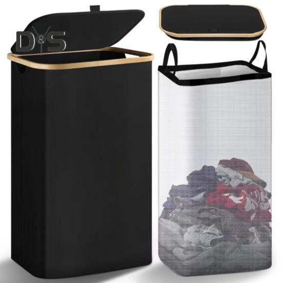 Laundry Hamper with Inner Pocket Large Capacity Moisture-Resistant Foldable Design Dirty Clothes Hamper Slim Laundry Basket