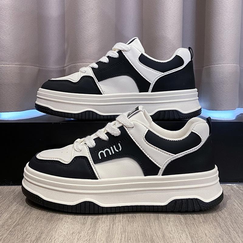 Women's Casual Sneakers New Leather Woman Autumn Thick Sole Vulcanize Shoes Breathable Sport Walking Running Platform Flat Shoes