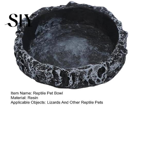 Natural Habitat Reptile Food Dish Feeding Realistic Stone-Like Water Bowl Terrarium Imitation Rock Texture Corner for Bearded Dragons Lizard