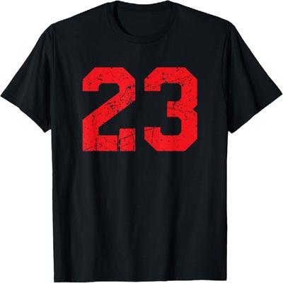 Camiseta com Número Varsity Vermelho Desgastado #23