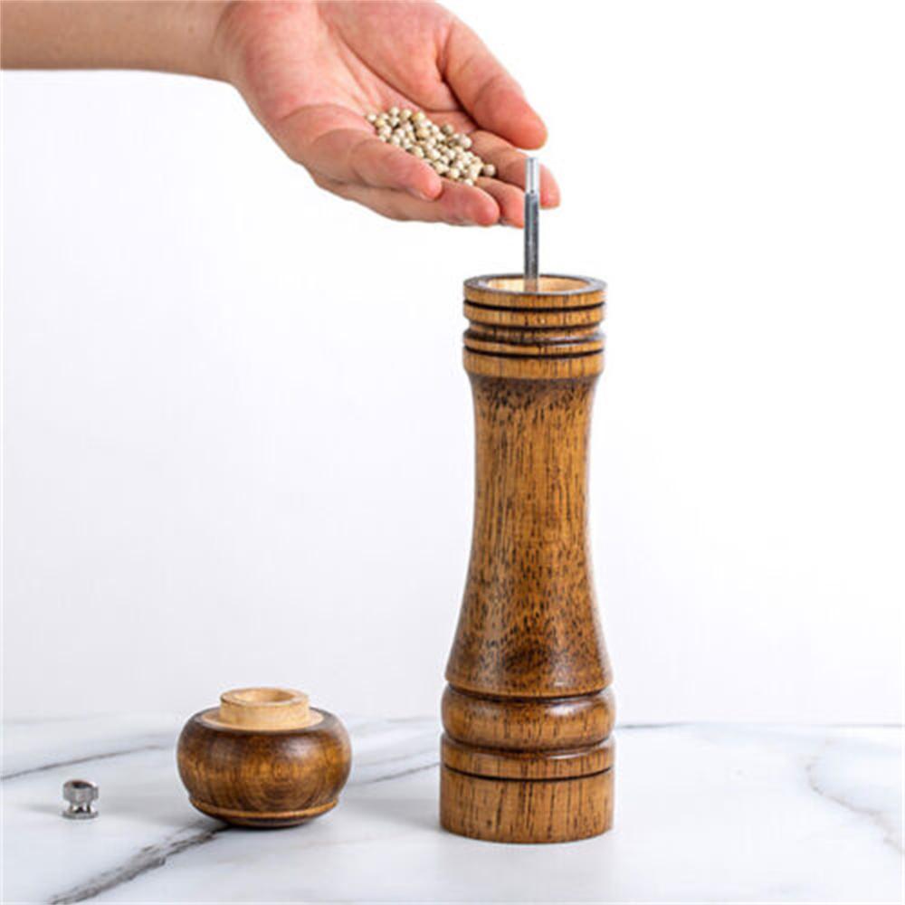 1PC Wooden Cooking Salt Pepper Grinder 5 8 10 Inch Salt and Pepper Mill Shaker with Ceramic Rotor Kitchen Tool
