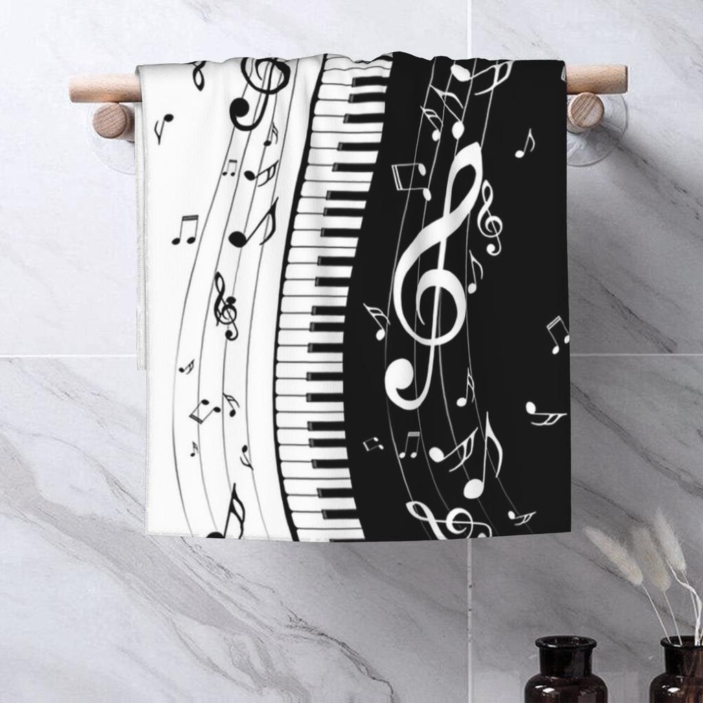 Abstract Piano Keys With Musical Notes Soft Face Towel Quick Dry Pool Bath Cotton Towels Breathable