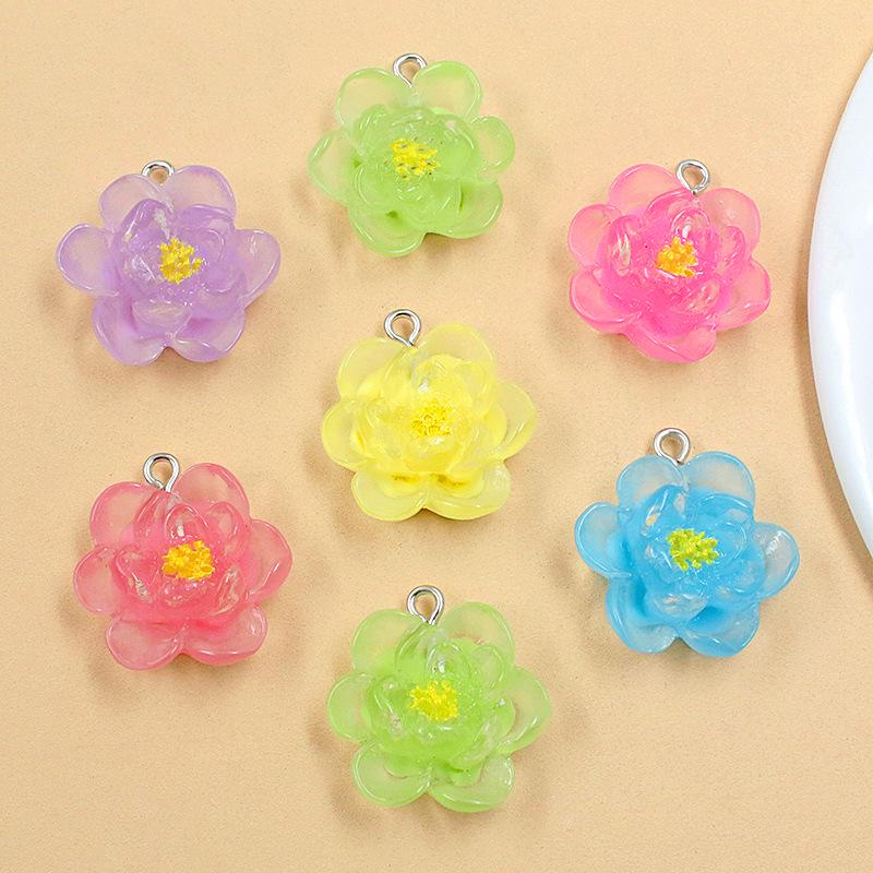 DIY Resin Plant Charm: Transparent Lotus & Cherry Blossom Five-Petal Flower Pendants