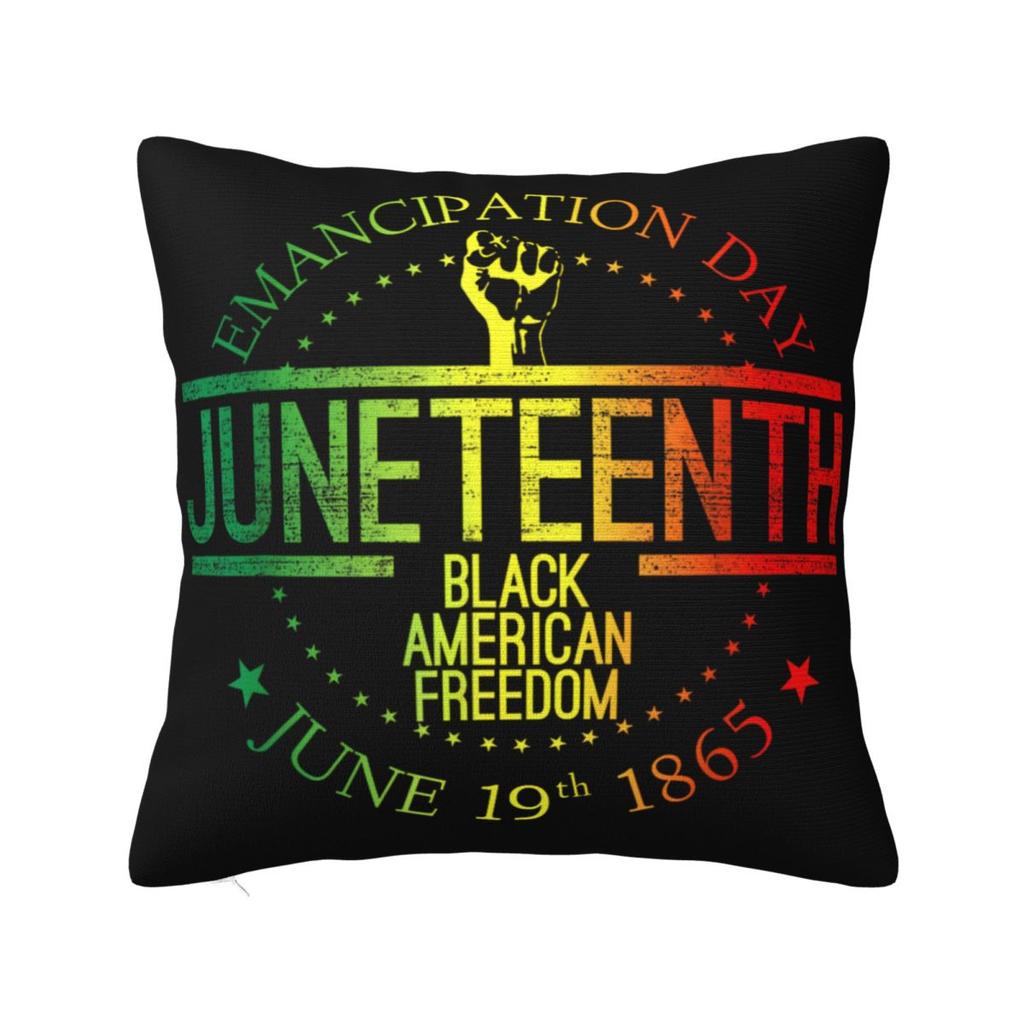 Kwadratowa poszewka na poduszkę Juneteenth Poliestrowe poduszki na sofę Świętowanie Czarnego 1865 Afroamerykańska spersonalizowana poszewka