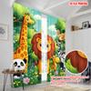 2pcs  2D plane printing Curtain Popular jungle animals Durable Polyester (without rod) Art Deco Festive Use for Living Room