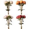 4 Flower 3 Buds Peony Artificial Flower Silk Petals Decorative Flower  Photo Props