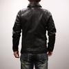 Spring and Autumn Japanese Vintage Division Brakeman Tea Core Horse Leather Jacket Men's Lapel Casual Tea Core Black Leather Jacket