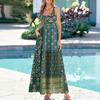 Ladies' floral print summer casual and fashionable sleeveless long dress