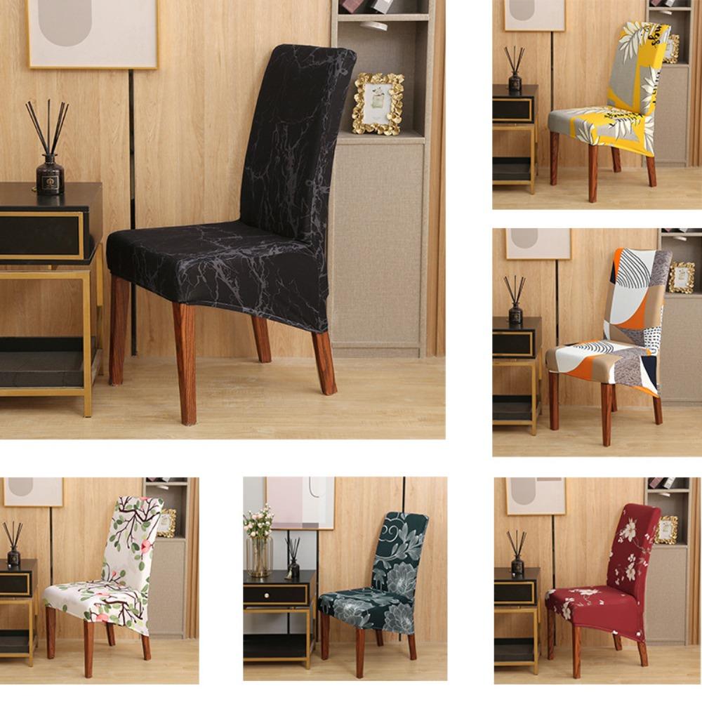Stretchable Printed Chair Covers Set for Home Office Dustproof Elastic Slipcovers for Dining Chairs