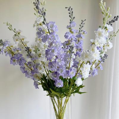 2 Teste 50cm Fiore Delphinium Artificiale Floccato Matrimonio Decorazione Casa Fetionzi Finta Decorazione Oggetti di Scena per Fotografia Fiore Artificiale