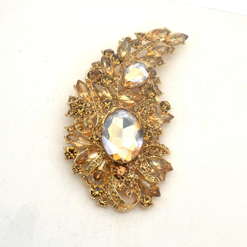 Luxury Full Crystal Exaggerated Broocch Badges For Women Men Elegant Rhinestone Waterdrop Pin  Lady Clothing Coat Corsages