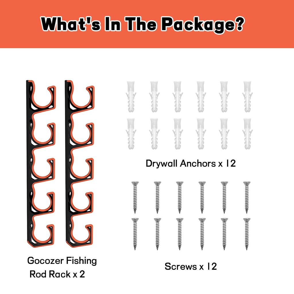 H5 Wall Or Ceiling Mounted Fishing Rod Rack With Soft Protective Pads, Fishing Rod Storage Box