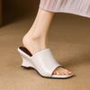 Fashion 2025 Summer Modern Outdoor Slipper Women Shoes Peep Toe Chunky Heel Women Mules High Heel Shoes for Women Handmade Shoes