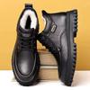 High-top Leather Shoes Winter Men's Velvet Warm Leather Cotton Shoes Thick-soled Non-slip Snow Boots Men