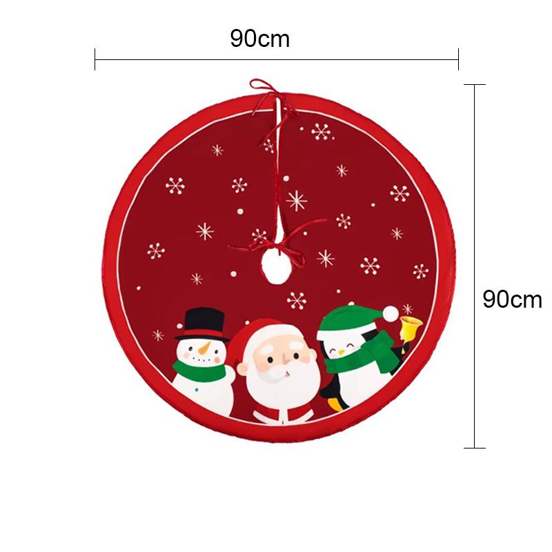 90/60cm Christmas Tree Skirt Red Snowflake Santa Claus Printed Xmas Tree Carpet Christmas Decor Mat New Year for Home Decor