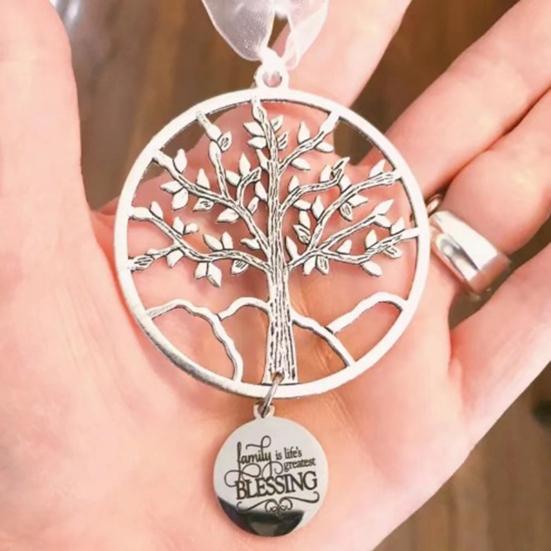 Christmas Friendship Charm Gift Metal Hanging Snowflake/Star/Round/Snowman Shaped Decoration with Blessing