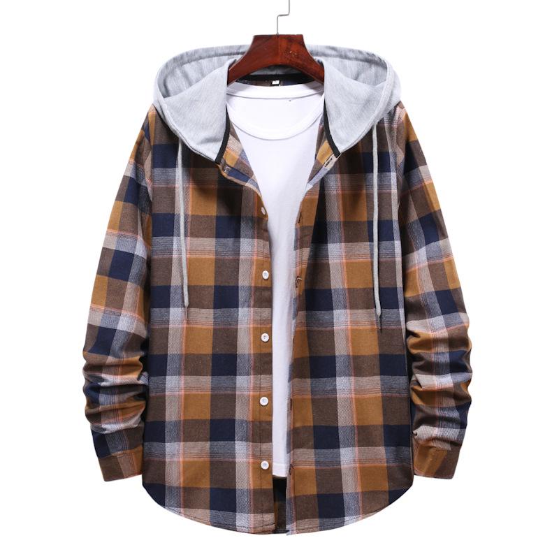 Got Now Heren Europees Stijl Geruite Hooded Lange Mouwen Vest Jas, Grote Maten, Op Voorraad M koffie