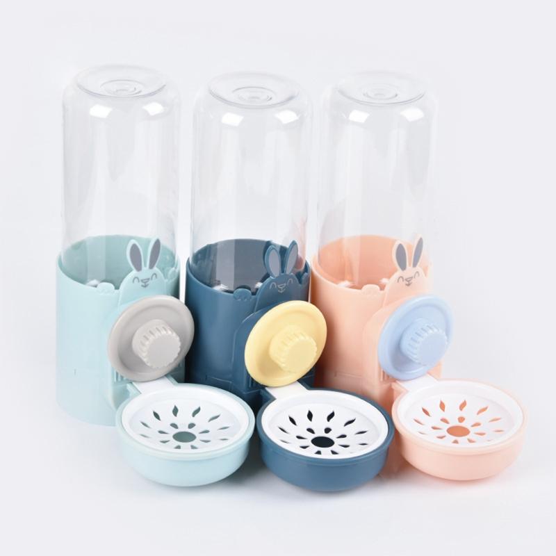 Rabbit Automatic Feeder for Cage Hanging Water Dispenser 17oz Water Bottle Food Bowl for Small Animal Hedgehog Hamster
