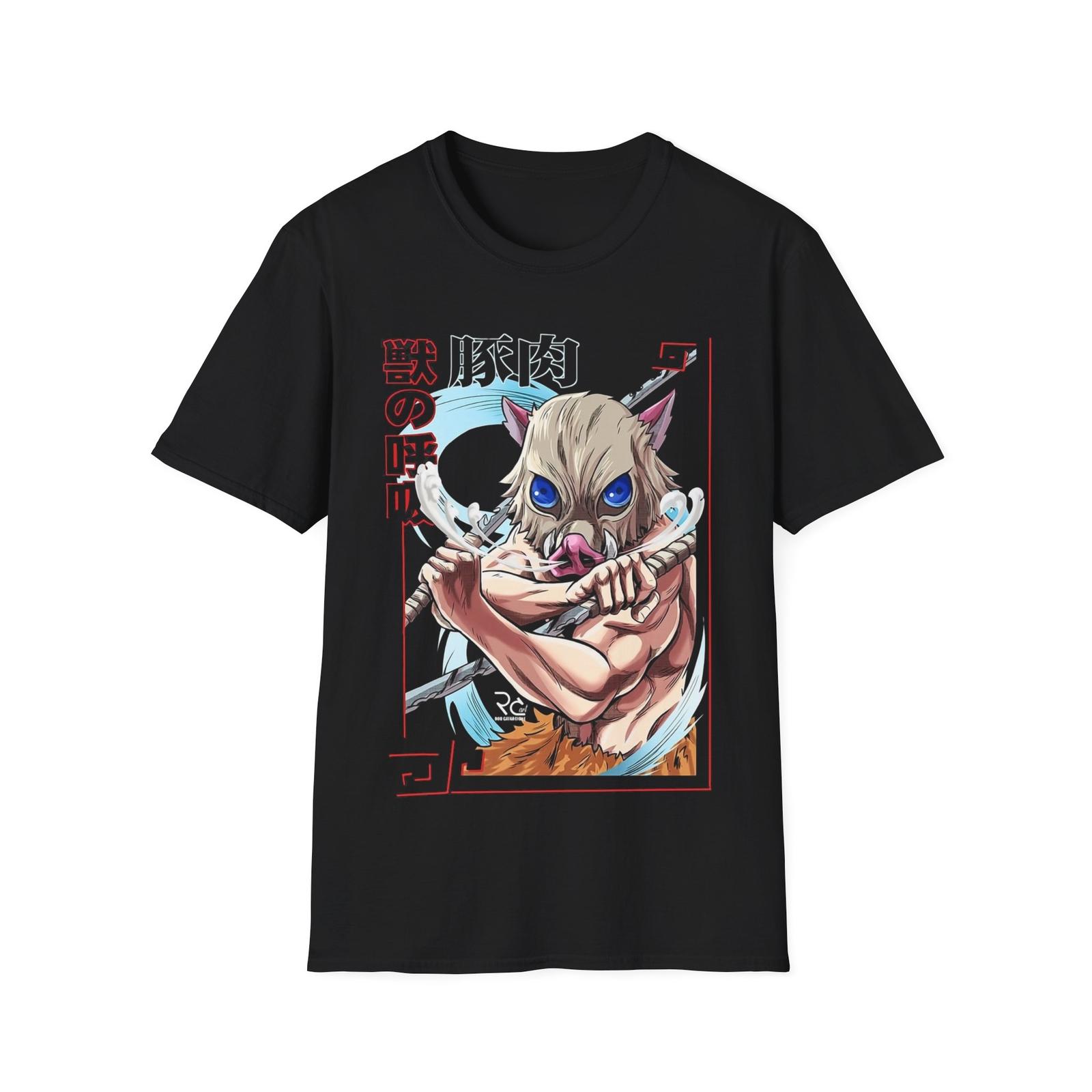 Inosuke Hashibira Boar Head Sword T-Shirt Demon Slayer Top Anime Tee Manga XXXL