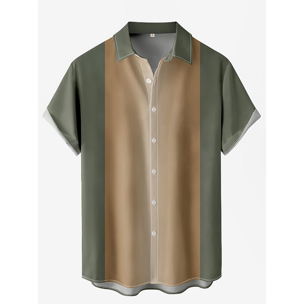 Men's Hawaiian Beach Resort Casual Shirt Summer Fashion Loose Weave Breathable Short-Sleeved Striped Print Loose Streetwear
