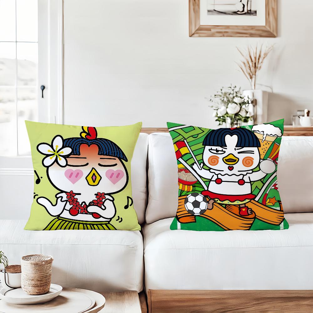 Spicy Funny Cartoon B-Buldak R-Ramen Pillow Case Office Cushions Suitable For Sofa Car Bedroom Decorative Cushion Cover
