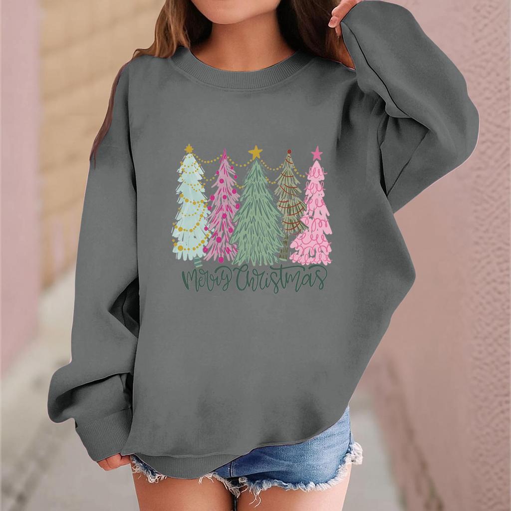 Children's Fashionable Casual Long-sleeved Loose Christmas Print Pullover Sweatshirt