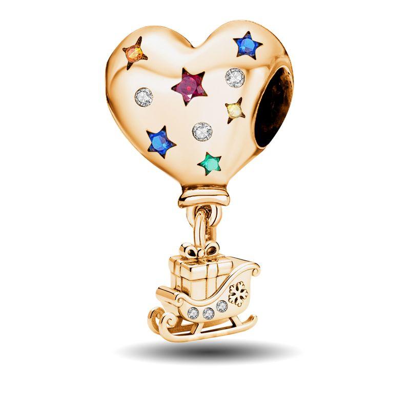 Copper Golden Three Dimensional Bow Air Balloon Charm Bead Fit Diy Bracelet Making Gift Of High Quality Jewelry