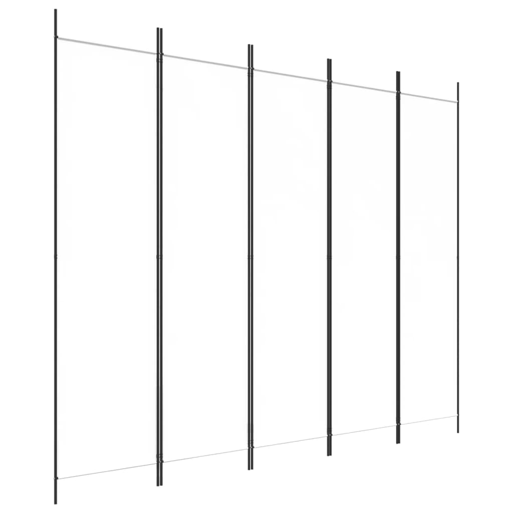 Vidaxl 5-Panel Room Divider, White, 250X200 Cm, Fabric