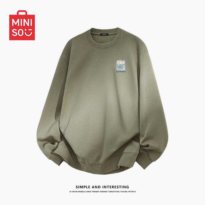 MINISO Men's Heavyweight Round Neck Pullover Sweatshirt