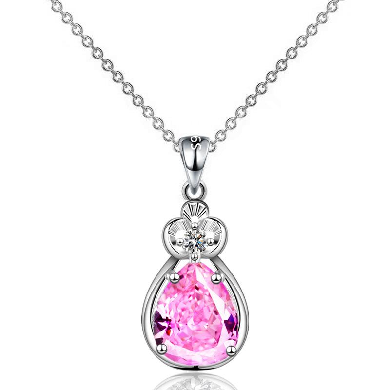 Collier pendentif moissanite pour femme, chaîne de clavicule en forme de poire avec diamants, cœurs et flèches en or rose, bijoux en zircon