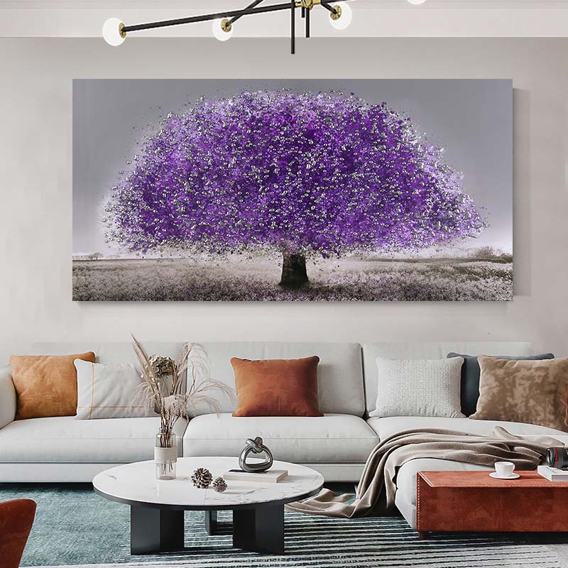 Purple Tree Oil Painting Landscape Painting Art Poster and Printing for Living Room Decoration Printing On Canvas