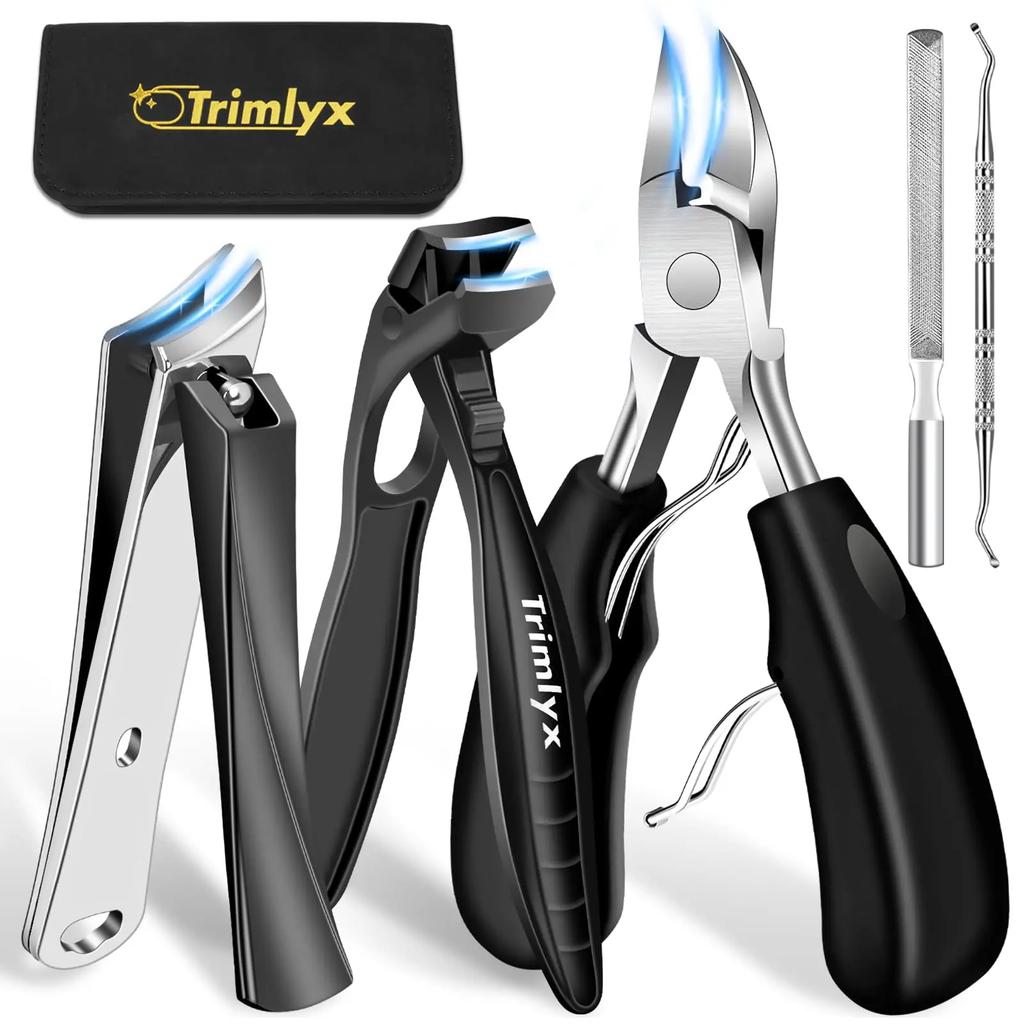 3/6PCS Set Wide Jaw Nail Clippers Angled Head Anti Splash Nail Clippers Ingrown Toe Nail Clippers for Thick Toenails Seniors