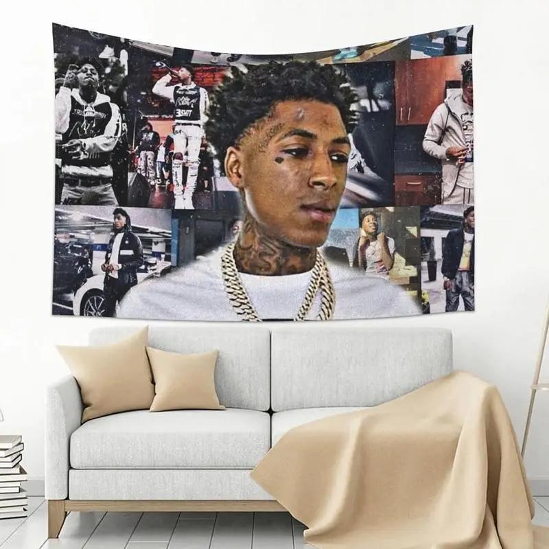 VIKAMA YoungBoy Never Broke Again Tapestry NBA YoungBoy Hip Hop Rapper Collage Wall Hanging for Fans Bedroom Dorm Decor