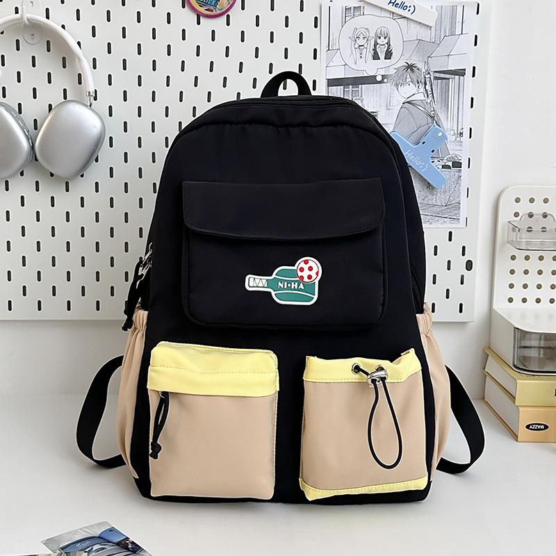 Schoolbag Lightweight schoolbag Student contrasting color design Simple middle school student college student backpack Outdoor travel Leisure