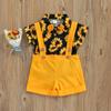 Summer Baby Boy Sunflower Printed Romper and Suspender Shorts 2PCS Outfits Clothes for 0-24 Months
