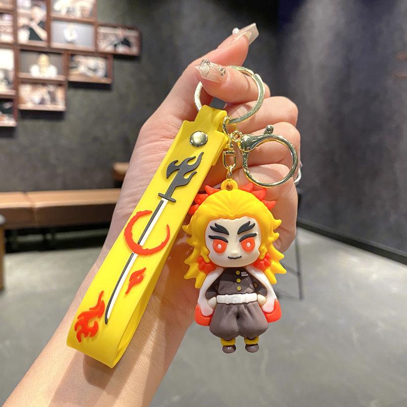 Cartoon Anime Ghost Annihilation Blade Key Chain Creative Silicone Charcoal Jiro Car Pendant Couple Bag Keychain